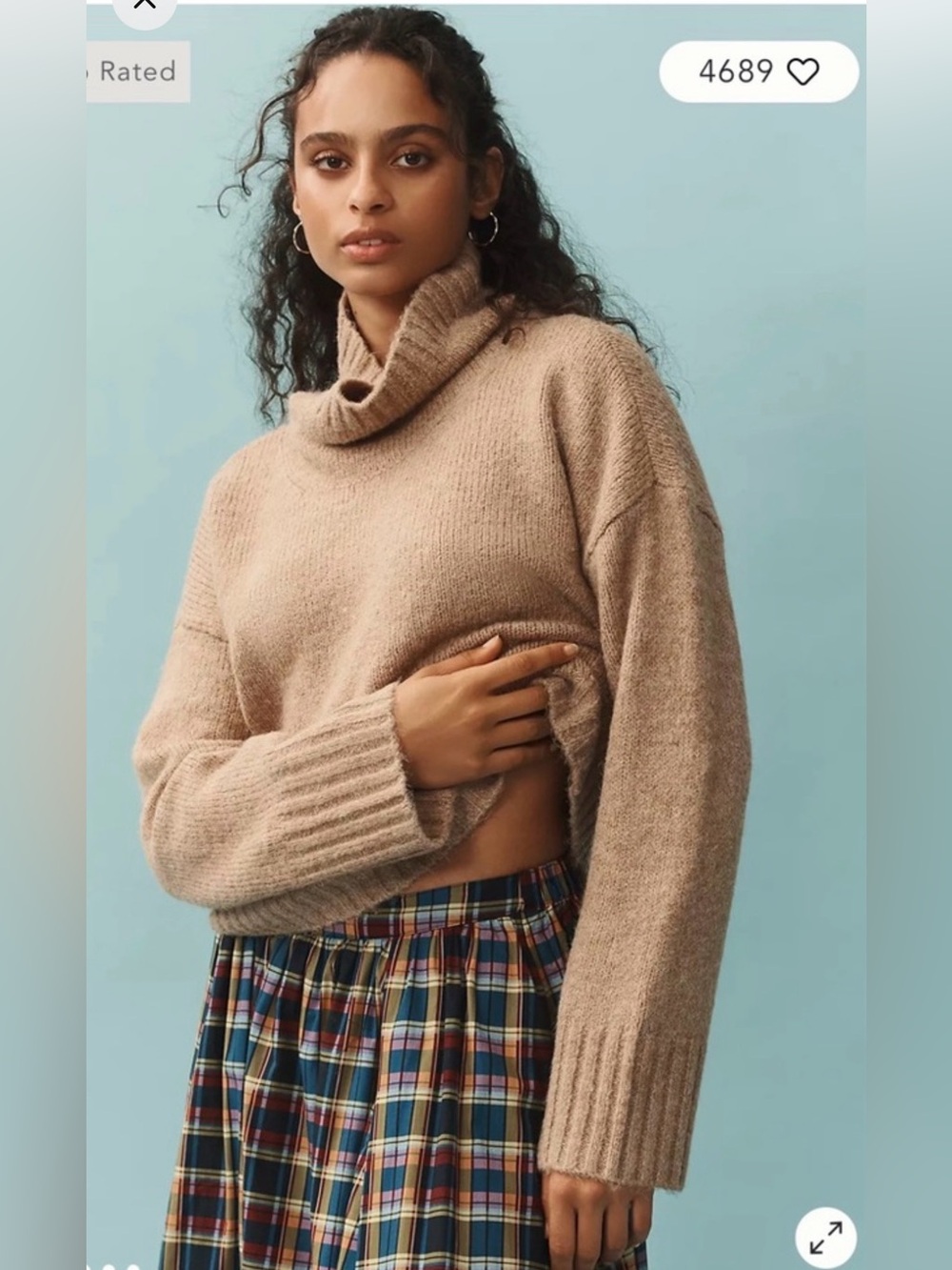 ANTHROPOLOGIE PILCRO The Lennon Wide Sleeve Turtleneck Sweater Honey Size Small